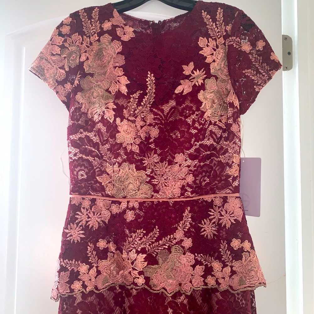 NWT JS Collections: Short sleeve-Full Length Dress, Multi Pink, Size 4